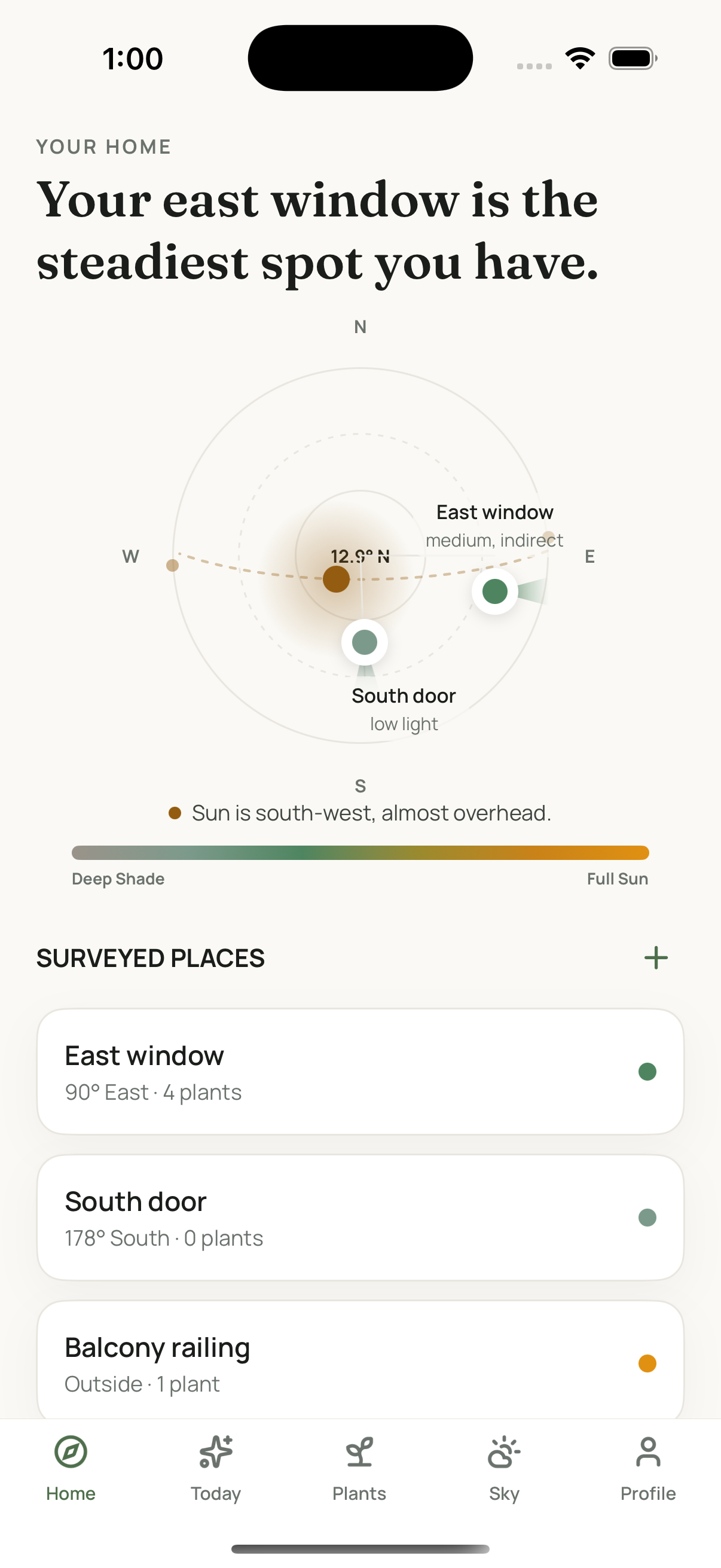 Home: the compass dial